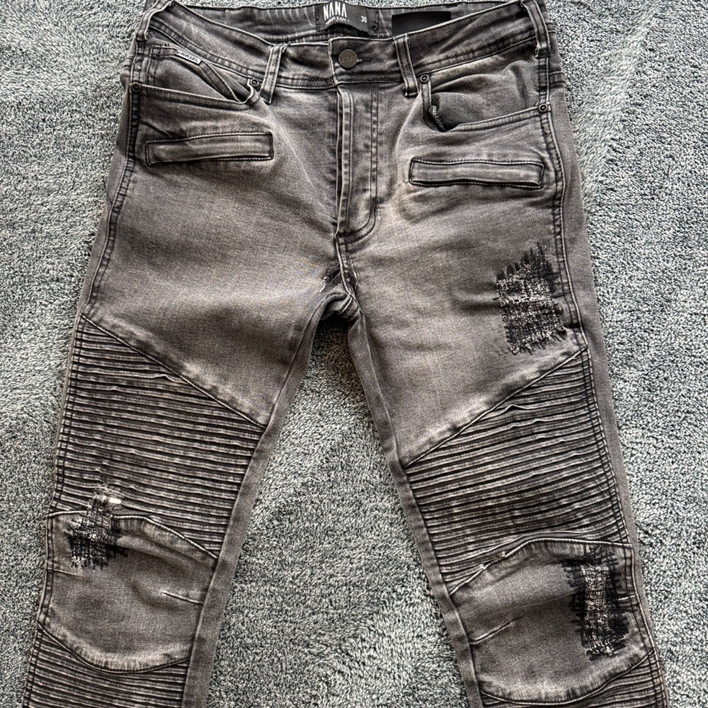 nANA judy Charcoal Distressed Skinny Jeans